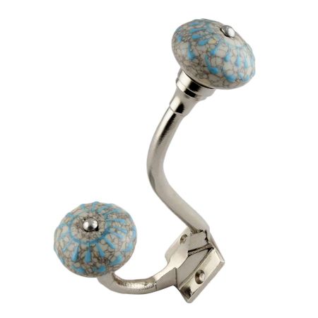 Turquoise Wheel Crackle Ceramic Silver Iron Hook